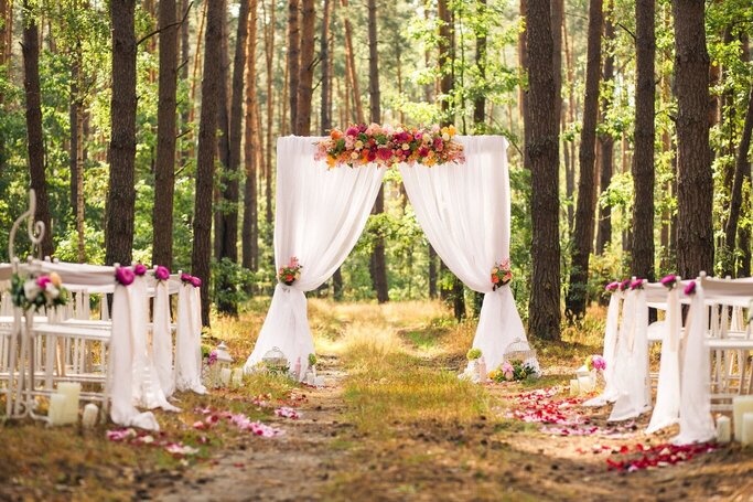 Udendørs bryllup i skoven
